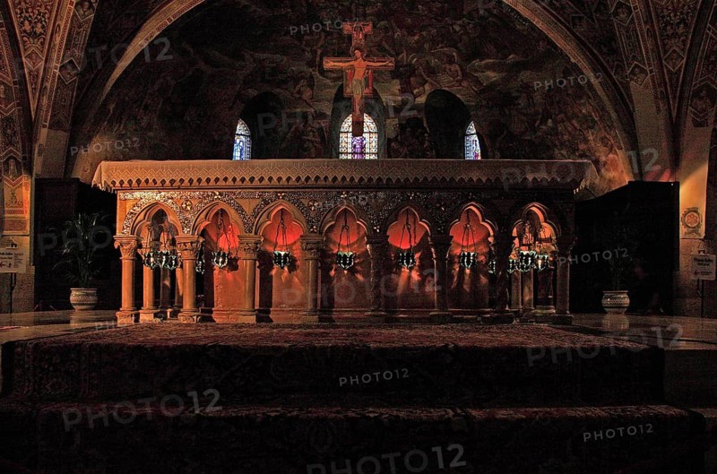 Basilica of San Francesco, high altar of the lower church, Assisi, Umbria, Italy (for editorial use only)
