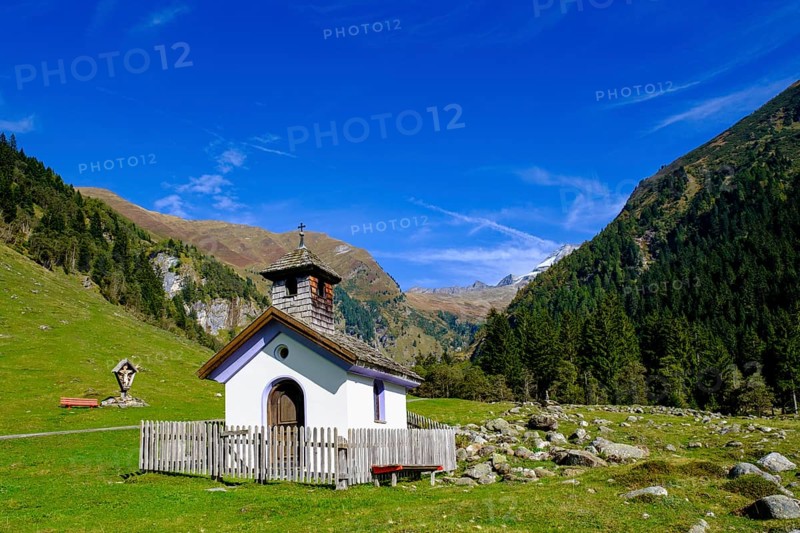 Chapel, Flittneralm. Flittner Alm, Innervals, Vals, Valser Tal, Valser Tal Natura 2000 nature reserve, Wipptal, Tyrol, Austria, Europe