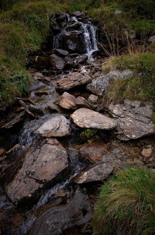Small torrent, Almenweg, Klammeben, Hirzer near Saltaus, Schenna, Scena, Passeier Valley, South Tyrol, Autonomous Province of Bolzano, Italy, Europe