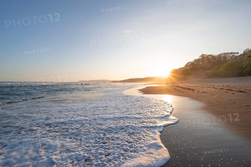 Sandy beach beach and sea at sunset, Playa Cocalito, coastal landscape, Pacific coast, Nicoya Peninsula, Puntarenas Province, Costa Rica, Central America