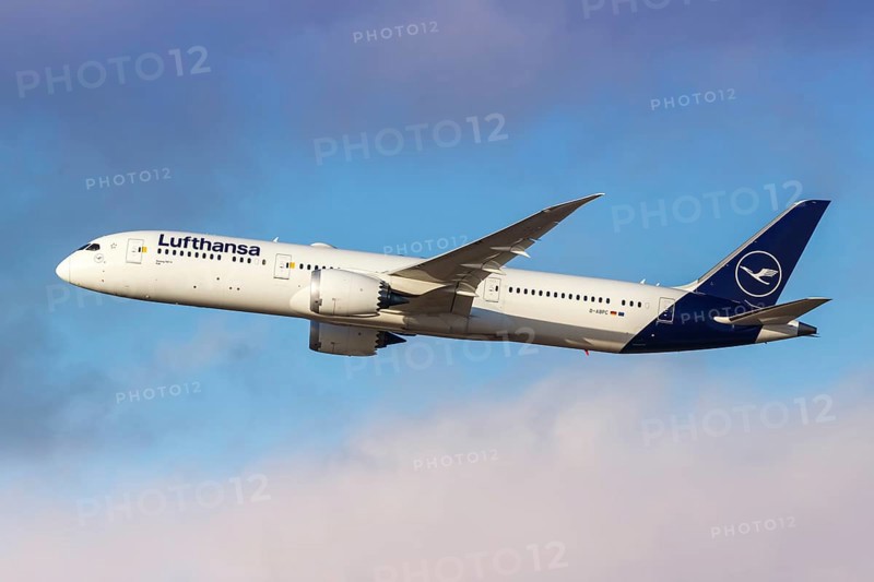 A Lufthansa Boeing 787-9 Dreamliner aircraft with the registration D-ABPC at the airport in Munich, Germany, Europe