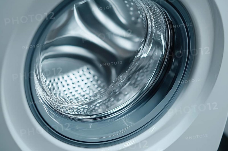 Close up of empty white washing machine. Generative Ai, AI generated