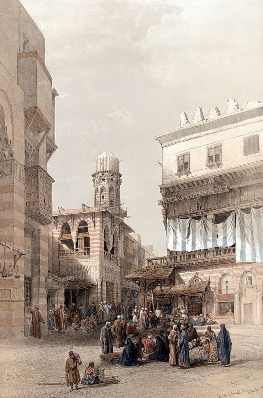 Coppersmiths' Bazaar, Cairo, Egypt, c. 1850, Historical, digitally restored reproduction from a 19th century original, exact date unknown, Africa