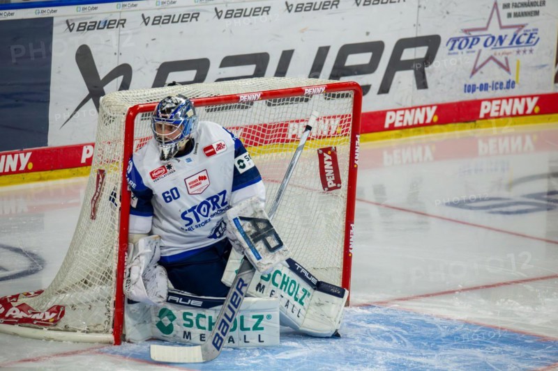 Goalkeeper Joacim Eriksson (Schwenninger Wild Wings) during the away game at Adler Mannheim on match day 50 of the 2023/2024 DEL (German Ice Hockey League) season
