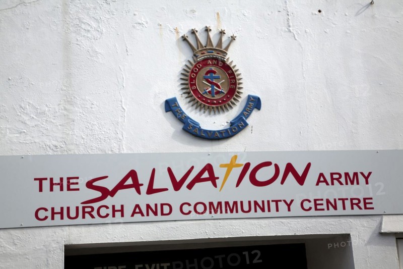 Salvation Army church and community centre sign, Woodbridge, Suffolk, England, UK