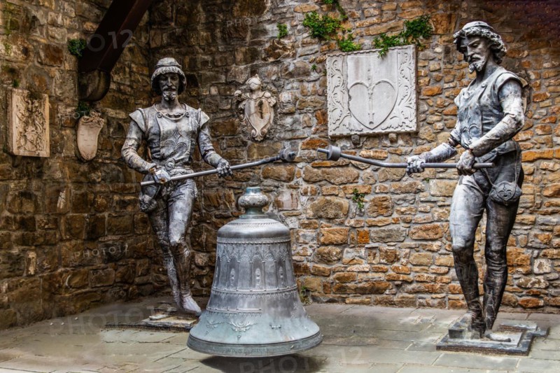 Bell ringers, Castle of San Giusto, medieval castle and fortress, 15th-16th century, Colle di San Giusto, Trieste, harbour town on the Adriatic, Friuli, Italy, Trieste, Friuli, Italy, Europe