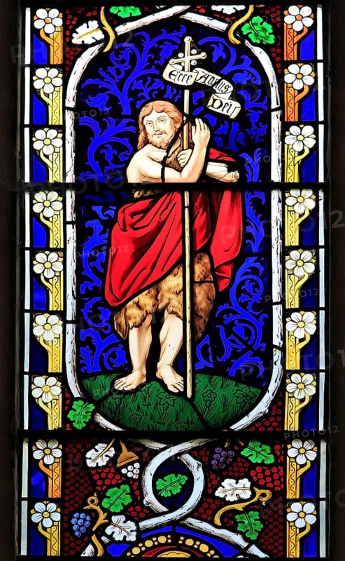 Church of Saint Mary Magdalene stained glass window, Thornham Magna, Suffolk, England, UK, Saint John the Baptist