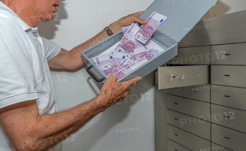Money in a bank safe deposit box