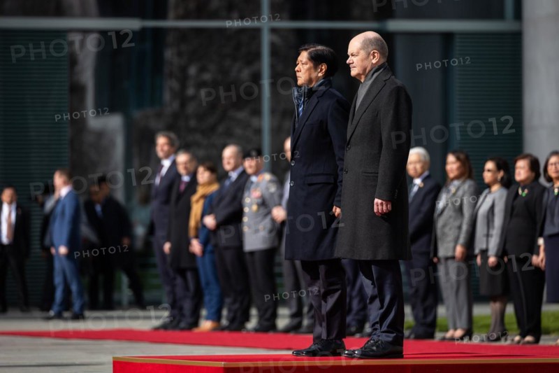 (R-L) Olaf Scholz, Federal Chancellor, and Ferdinand Marcos Jr, President of the Republic of the Philippines, pictured during a joint meeting in Berlin, 12 March 2024