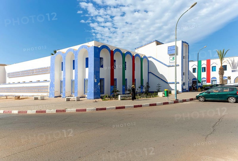 Hospital Art Deco architecture Spanish colonial building, Sidi Ifni, Morocco, North Africa, Africa
