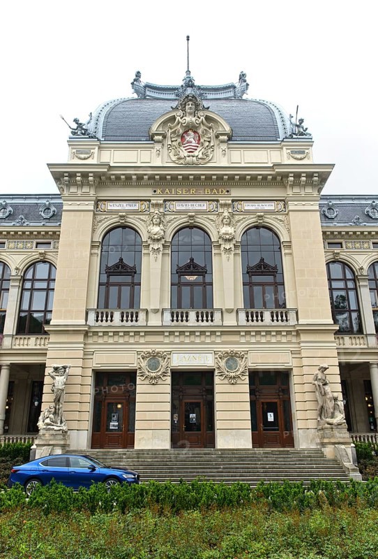 Renewed façade on the Imperial Spa House, Karlovy Vary, Bohemia, Czech Republic, Europe