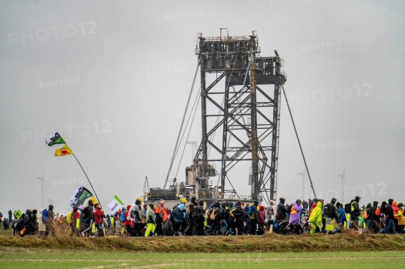 Demonstration against the demolition of the lignite village of Lützerath, from the village of Keyenberg the demonstrators marched to the edge of the Garzweiler open-cast mine and on to the rest of the village of Lützerah, Erkelenz, North Rhine-Westphalia, Germany, Europe