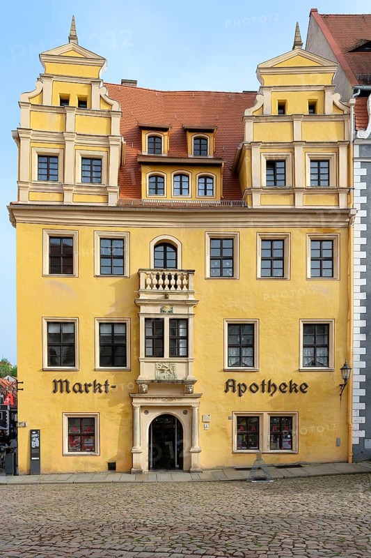 Historical Marktapotheke pharmacy, Market square, Meissen, Saxony, Germany, Europe