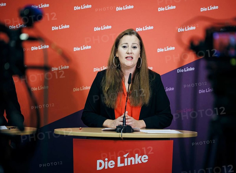 Janine Wissler, Chairwoman of the Left Party, recorded at a press conference in Berlin, 19 August 2024