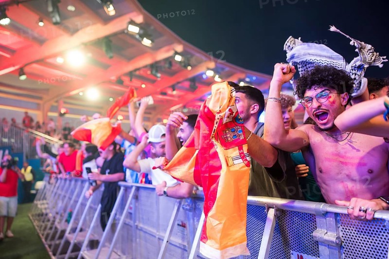 Spanish fans celebrate after scoring the 2:1 goal at the Adidas fan zone at the Bundestag during the final match between Spain and England at the European Football Championship, Berlin, 14 July 2024