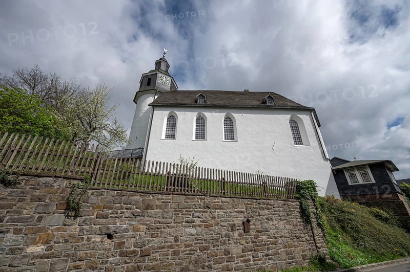 Protestant church, the tower was a former castle tower and prison, built in 1389, Freudenberg, North Rhine-Westphalia, Germany, Europe