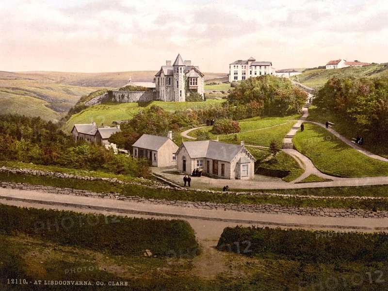 Lisdoonvarna is located in the west of County Clare, the only spa in Ireland containing radioactive thermal water with iron, iodine, magnesium and sulphur, Historic, digitally restored reproduction from a 19th century original, Record date not stated