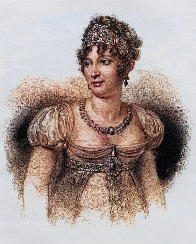 Caroline Murat née Bonaparte (born 25 March 1782 in Ajaccio, died 18 May 1839 in Florence), actually Maria Annunziata Carolina Buonaparte was Queen of Naples and the youngest sister of Napoleon Bonaparte, Historical, digitally restored reproduction from a 19th century original, Record date not stated