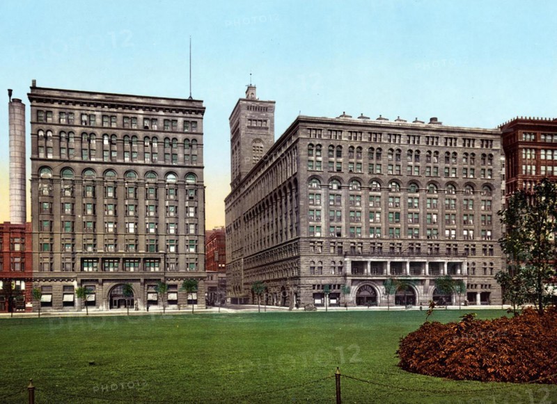 The Auditorium and Annex, Chicago, United States, 1890, Historic, digitally restored reproduction from a 19th century original, United States, Historic, digitally restored reproduction from a 19th century original, North America