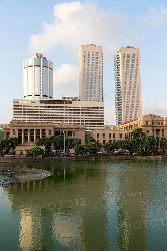 Twin towers of World Trade Centre and modern hotels, central business district, Colombo, Sri Lanka, Asia