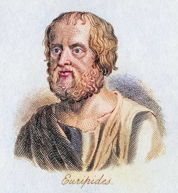 Euripides, 480 AC-406 AC. Ancient Greek dramatist and tragic poet, Historical, digitally restored reproduction from a 19th century original, Record date not stated