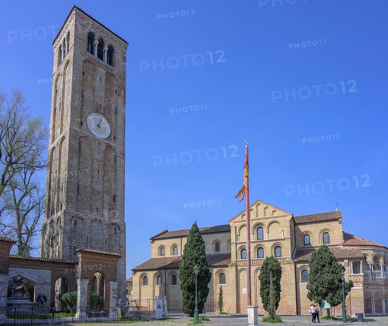 Campanile and Basilica di Santi Maria e Donato, Murano, Venice, Metropolitan City of Venice, Italy, Europe