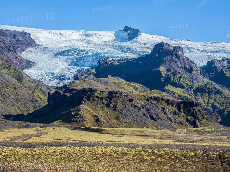 Vast floodplain of the Öræfajökull glacier at the Haalda depression, east of Skaftafell, aerial view, Iceland, Europe