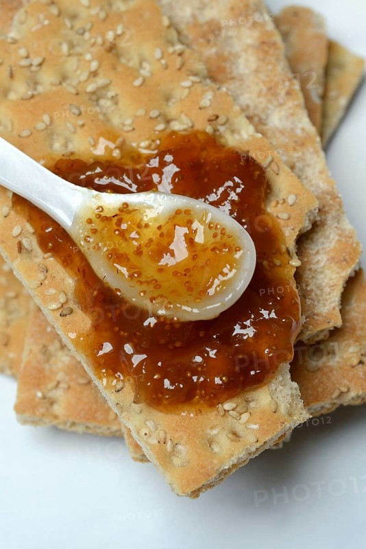 Fig jam on crispbread, Ficus carica