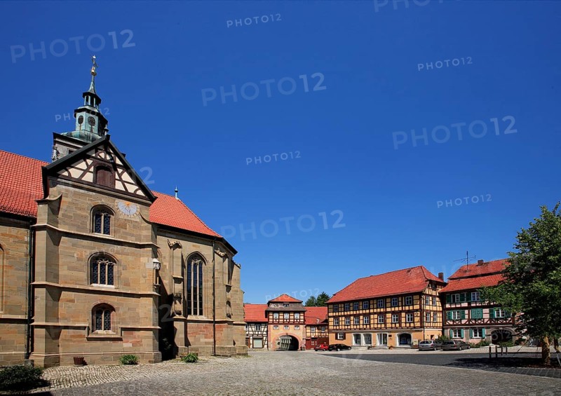 Königsberg, market square and St Mary's Church, Hassberge district, Lower Franconia, Bavaria, Germany, Europe