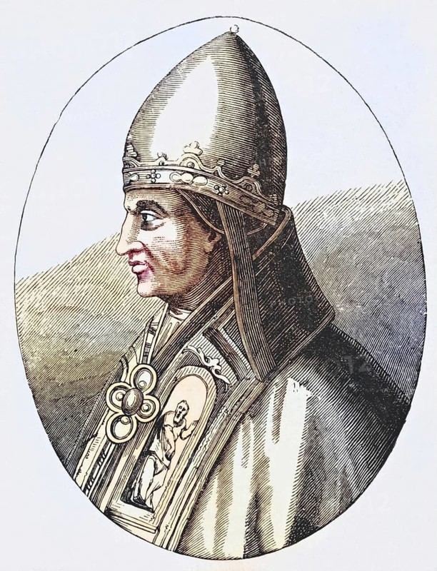 Pope Gregory IX, born Ugolino di Conti, between 1145 and 1170 and 1241, from Science and Literature in The Middle Ages by Paul Lacroix, published in London 1878, Historical, digitally restored reproduction from a 19th century original, Record date not stated