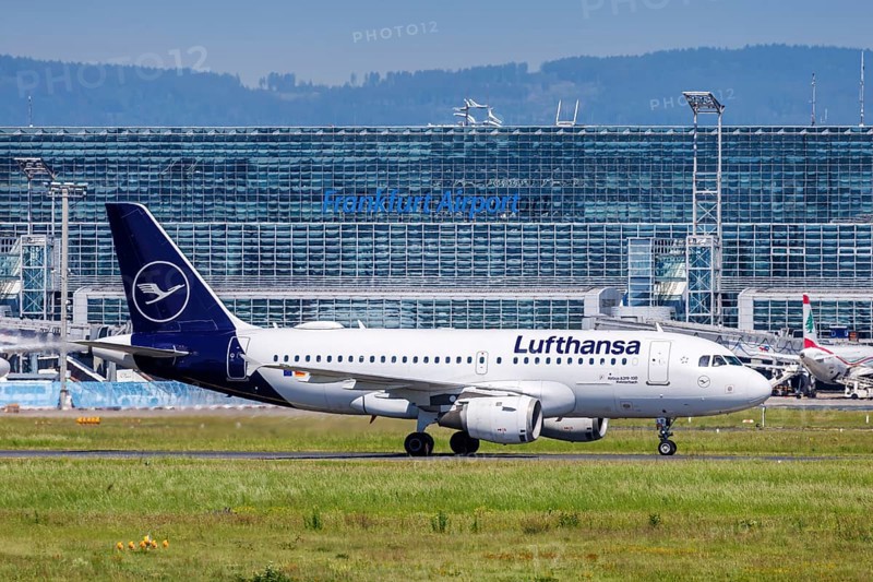 A Lufthansa Airbus A319 aircraft with the registration D-AILE at the airport in Frankfurt, Germany, Europe