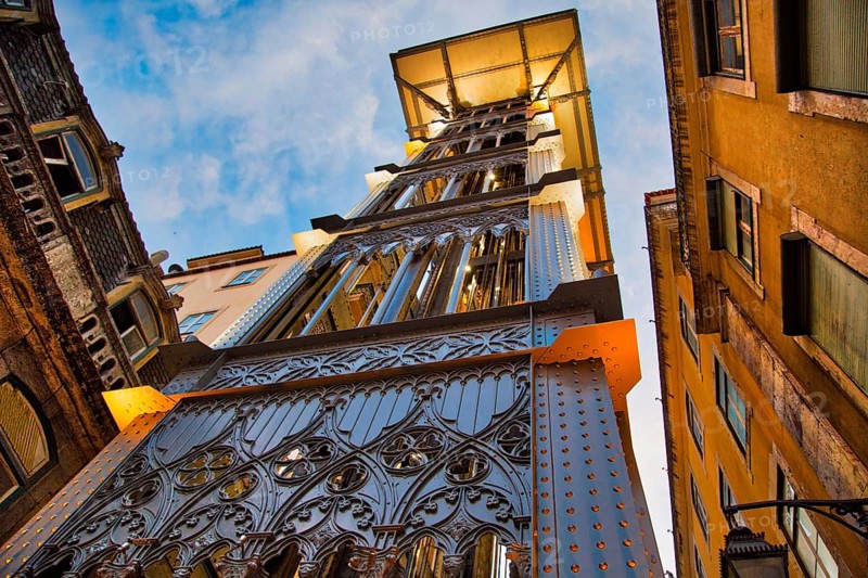 Lisbon, Santa Justa Elevator Entrance at night