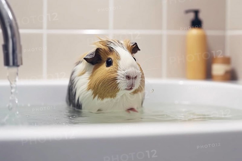 Guinea pig in bathing tube. KI generiert, generiert AI generated