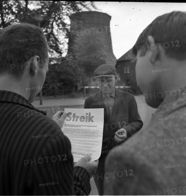 DEU, Germany, Dortmund: Personalities from politics, economy and culture from the years 1965-71, Ruhr area. Miners' strike ca. 1965, IGBE, Europe