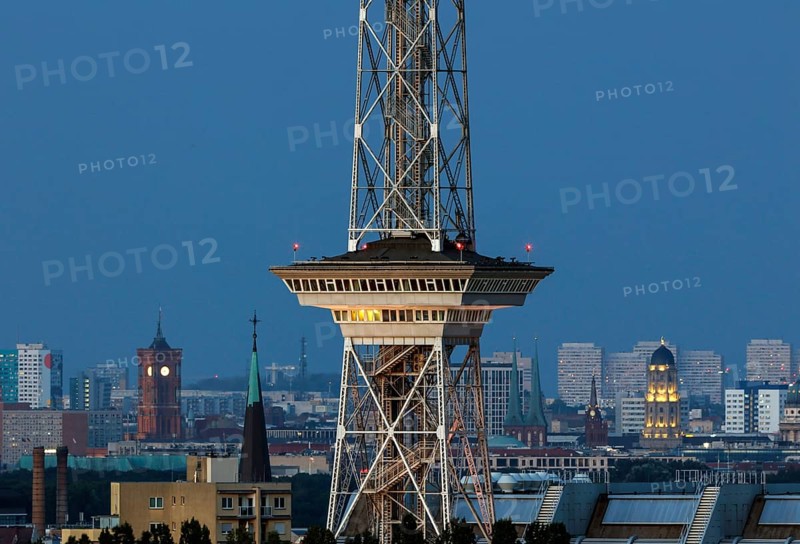 Berlin, 23.08.2022, Berlin's radio tower, the red town hall and a dome at Gendarmenmarkt are still illuminated. To save energy, many sights and public buildings are no longer to be illuminated at night