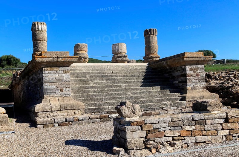 Temple steps at Baelo Claudia Roman site, Cadiz Province, Spain, Europe