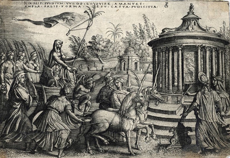 The Triumph of Chastity over Love, from the Triumphs of Petrarch, by Georg Pencz, c. 1530, Germany, Historical, digitally restored reproduction from a 19th century original, Record date not stated, Europe