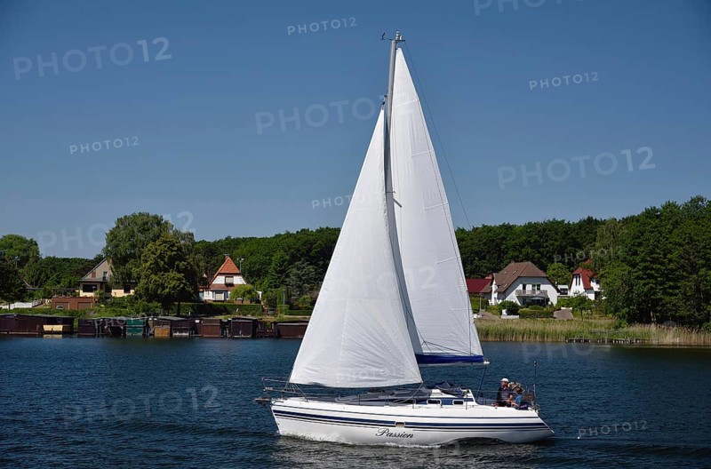 Europe, Germany, Mecklenburg-Western Pomerania, island town of Malchow, Lake Malchow, sailing boat, Malchow, Mecklenburg-Western Pomerania, Germany, Europe