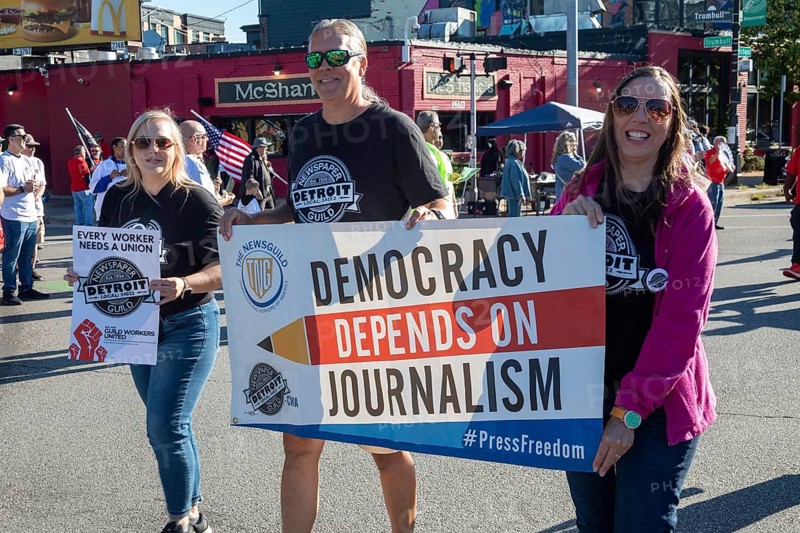 Detroit, Michigan USA, 2 September 2024, Union members participate in Detroit's Labor Day parade. Members of The NewsGuild joined the parade