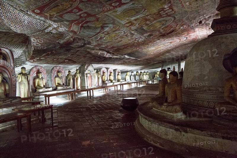 Buddha figures inside Dambulla cave Buddhist temple complex, Sri Lanka, Asia