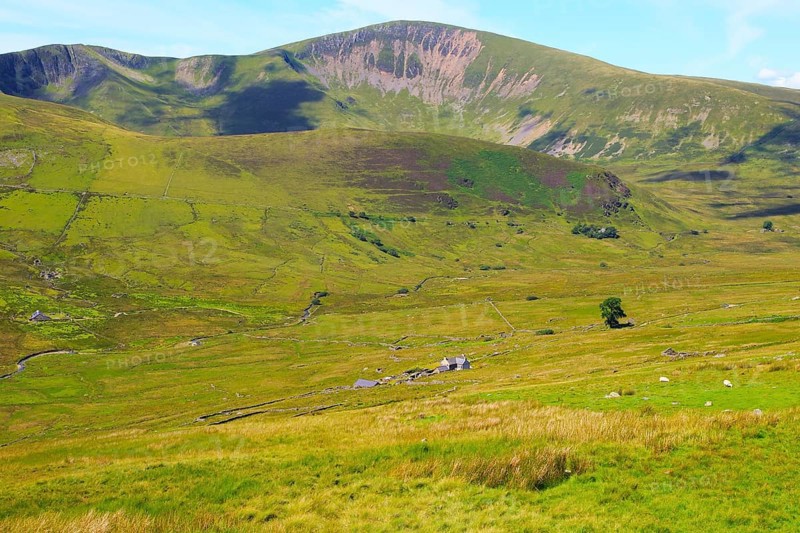 Upland landscape view to Moel Eilio mountain, Mount Snowdon, Gwynedd, Snowdonia, north Wales, UK