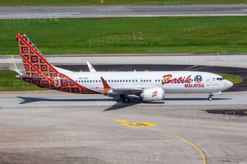 A Boeing 737 MAX 8 aircraft of Batik Air Malaysia with the registration 9M-LRG at Changi Airport, Singapore, Asia