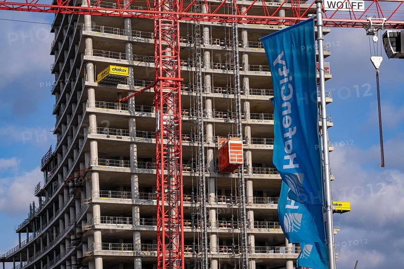 Shell of the Elbtower construction project, the architectural completion of Hafencity Hamburg, in the east, is to grow to 64 storeys and 245 metres in height, construction was halted due to the insolvency of Signa Prime Selection AG of the Austrian real estate entrepreneur René BenkoHamburg, Hamburg, Germany, Europe