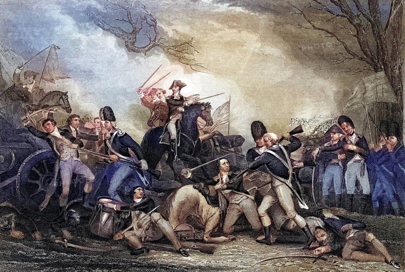 Battle of Princeton, New Jersey USA 1775, Historical, digitally restored reproduction from a 19th century original, Record date not stated