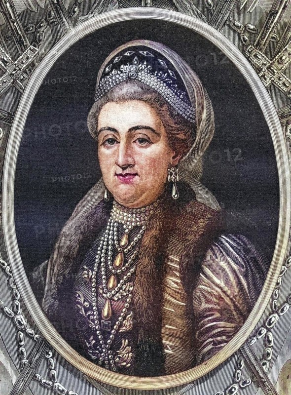 Catherine II, called Catherine the Great (born 2 May 1729 as Sophie Auguste Friederike von Anhalt-Zerbst in Stettin, died 17 November 1796 in Saint Petersburg), was Empress of Russia from 9 July 1762 and Mistress of Jever from 1793, Historical, digitally restored reproduction from a 19th century original, Record date not stated
