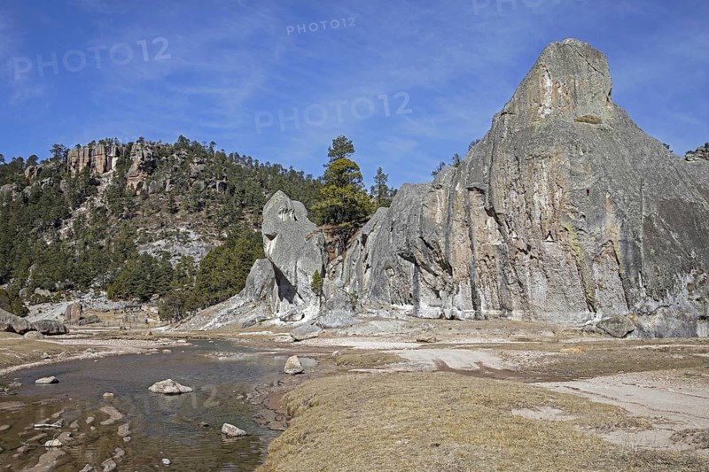 Rocky landscape near Lake Arareco and the town Creel, Sierra Madre Occidental, province of Chihuahua, Mexico, Central America