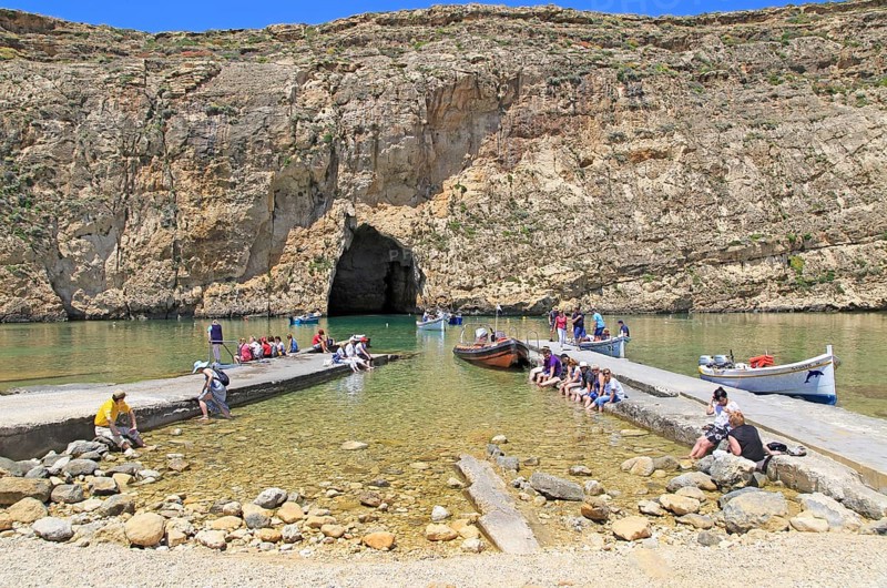 The Inland Sea tourist attraction, Dwerja Bay, island of Gozo, Malta, Europe