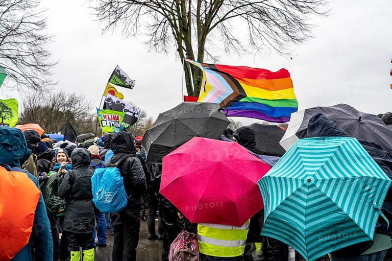 Demonstration against the demolition of the lignite village of Lützerath, from the village of Keyenberg the demonstrators marched to the edge of the Garzweiler open-cast mine and on to the rest of the village of Lützerah, Erkelenz, North Rhine-Westphalia, Germany, Europe
