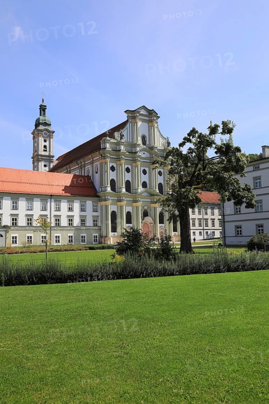 Facade of the Cistercian Abbey Church Fürstenfeld in Fürstenfeldbruck, Upper Bavaria, Bavaria, Germany, Europe