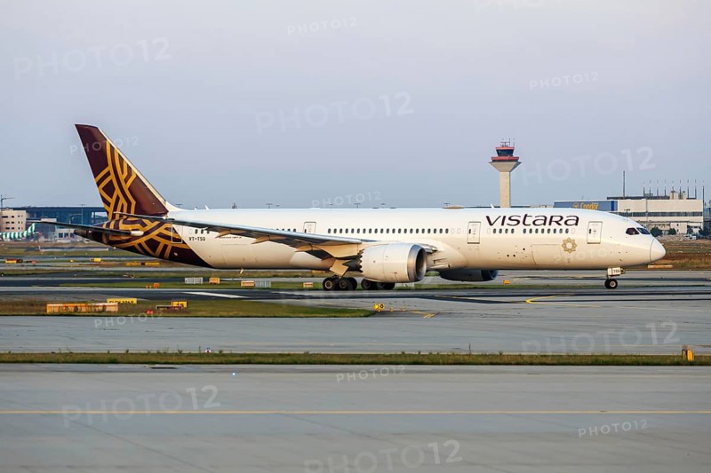 A Boeing 787-9 Dreamliner aircraft of Vistara with the registration VT-TSQ at the airport in Frankfurt, Germany, Europe